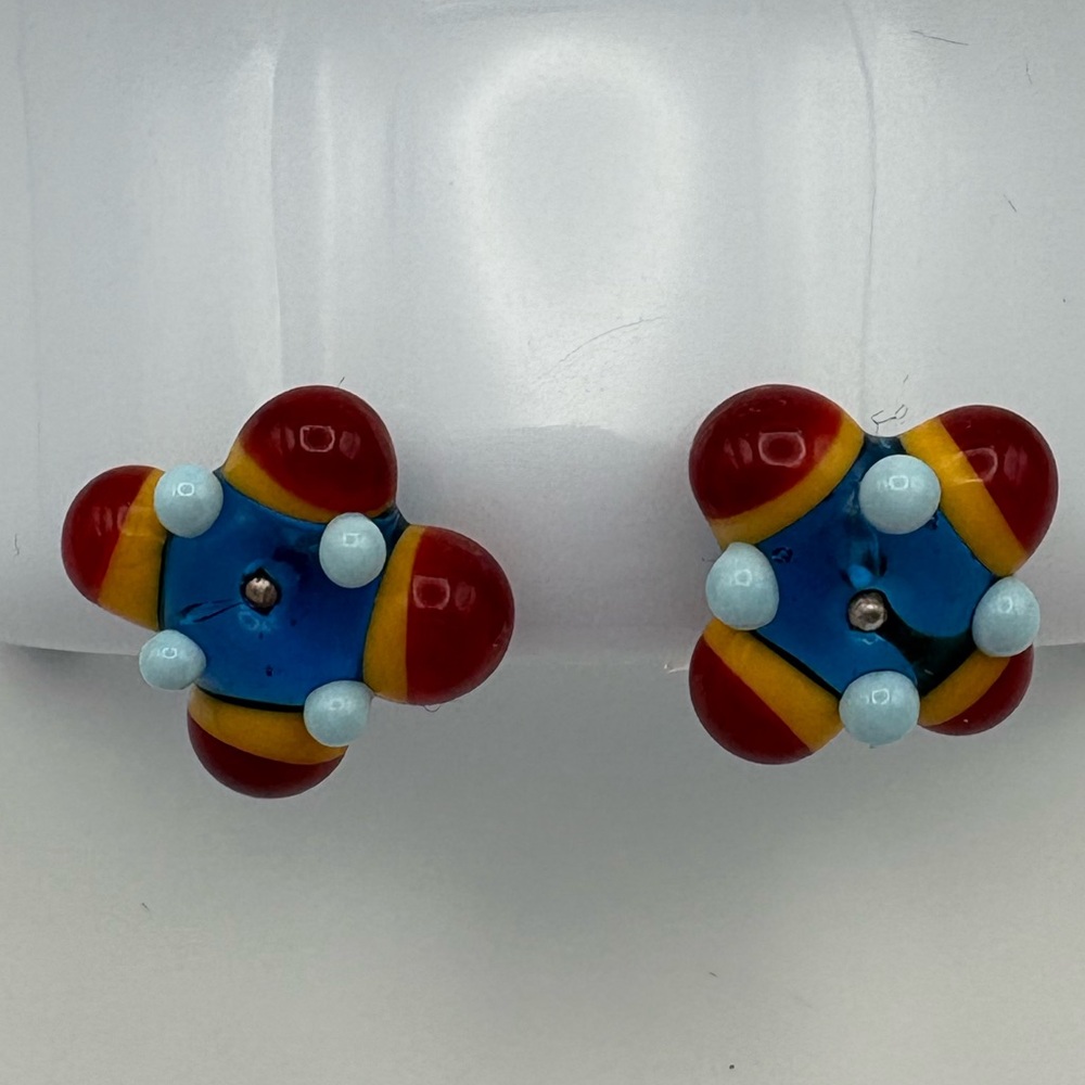 Colorful Lampwork Stud Earrings – Resin with Hypoallergenic Posts, 0.75”